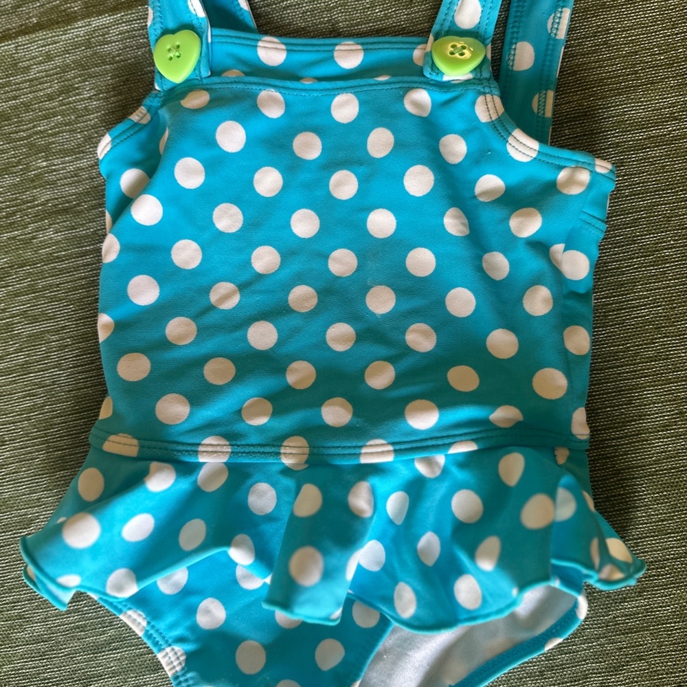 The Children's Place Turquoise and White Polka Dot One Piece